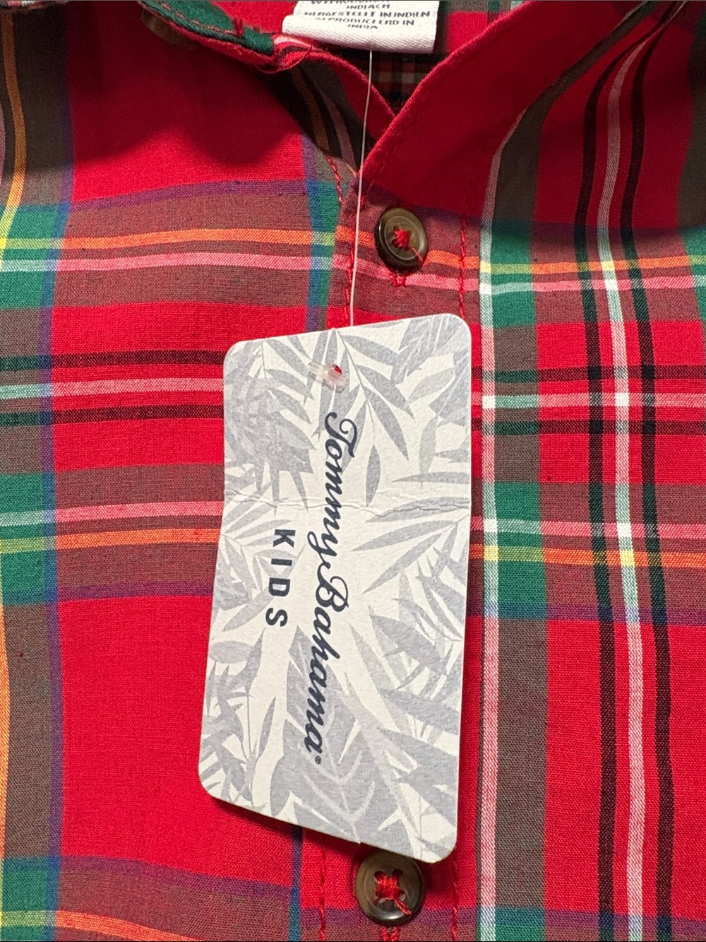 Tommy Bahama Kids Red Plaid Button-Down Shirt for Boys or Girls XL (14) - Picture 7 of 7